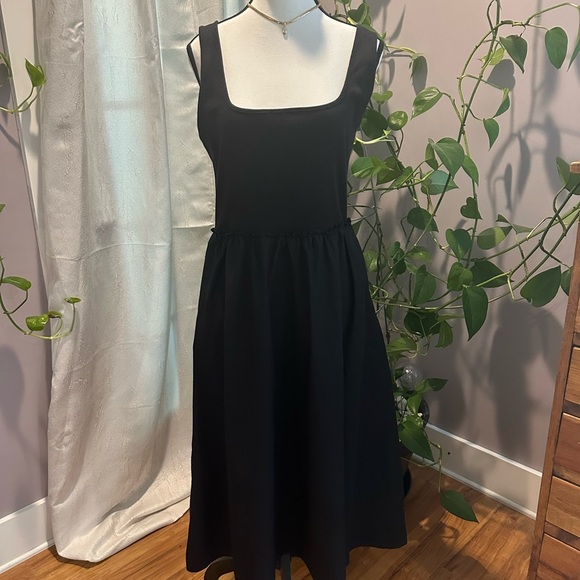 A New Day Black Sleeveless Square Neck Midi Sundress - Picture 1 of 7